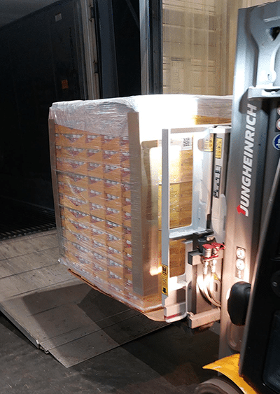 Shipment loaded to truck with Slip Sheet